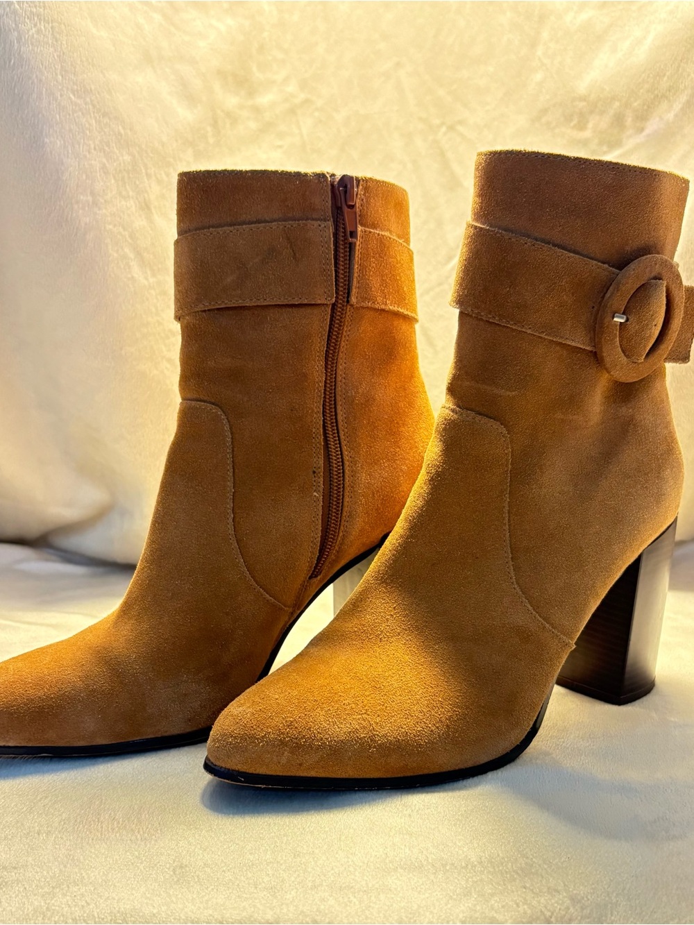 Aldo Chestnut Suede Ankle Boots with Buckle